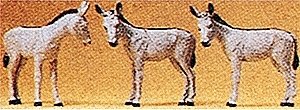 Donkeys -- pkg(3), HO, Preiser Kg 10151