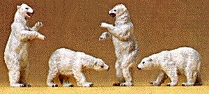 Animals -- Polar Bears pkg(4), N, Preiser Kg 79716