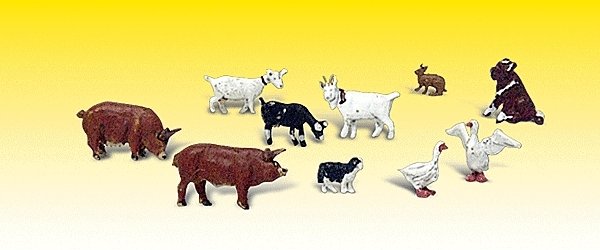 Scenic Accents(R) Animal Figurines -- Barnyard Animals pkg(10), N, Woodland Scenics 2202