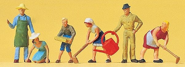 Working People -- People in the Garden pkg(6), HO, Preiser Kg 14081
