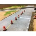 Traffic Barrels -- Orange, White pkg(10), HO East Coast Circuits 9503