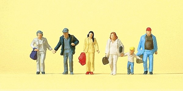 Pedestrians -- Walking Passers-By Wearing Coats pkg(6), HO, Preiser Kg 14042