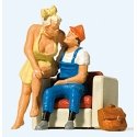 Home From a Busy Workday -- 2 Figures & Chair, HO, Preiser Kg 28182