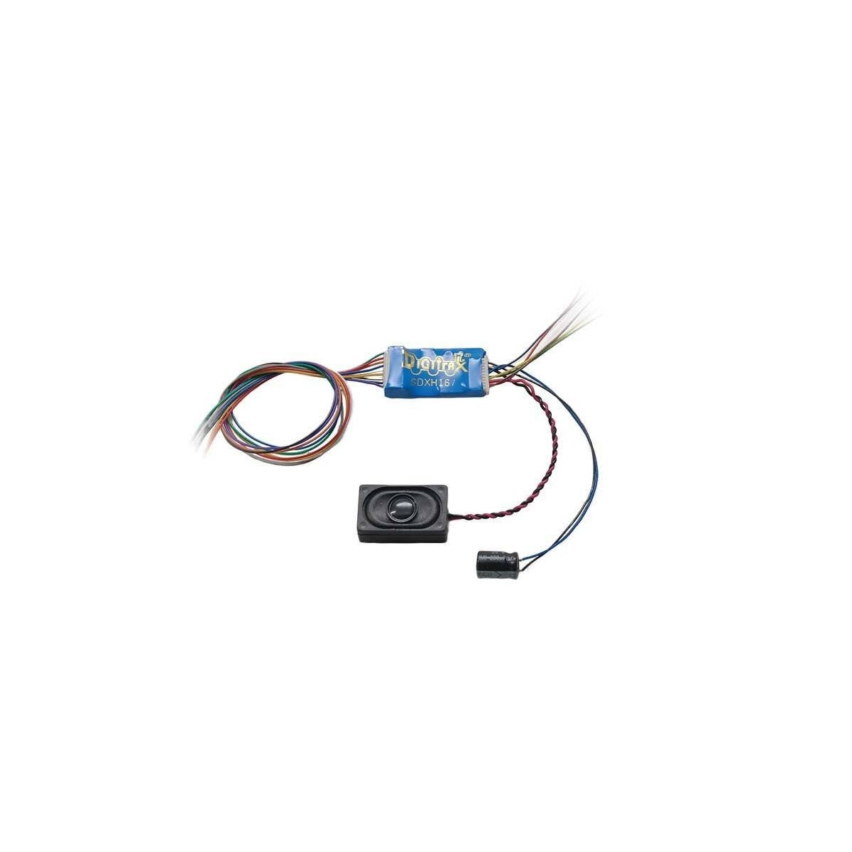 SDXH167D Series 7 Sound Decoder for HO and Larger Scales -- 8 Sound Schemes, 9-Pin Harness, 1.0A, 6 Functions, 16 x 26 x 9mm Spe