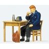 Individual Figure -- German Railway Man Eating Breakfast, HO, Preiser Kg 28118