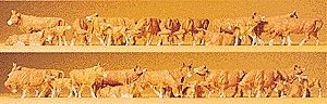 Cows pkg(30) -- Brown & White, HO, Preiser Kg 14409