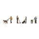 People with Dogs -- 4 of Each & 1 Garbage Can, HO, Noch Gmbh & Co 15471