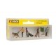 People with Dogs -- 4 of Each & 1 Garbage Can, HO, Noch Gmbh & Co 15471