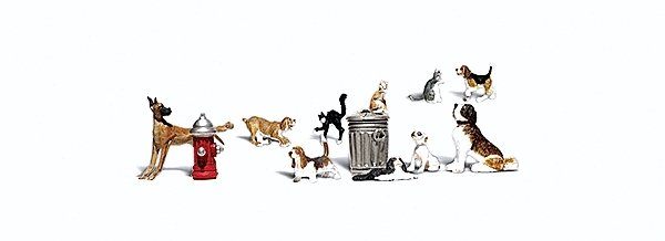 Scenic Accents(R) Animal Figures -- Dogs & Cats pkg(10), O, Woodland Scenics 2725