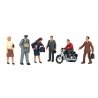 City People w/Motorcycle - SceneScapes(TM) -- pkg(7), O, Bachmann Industries 33151