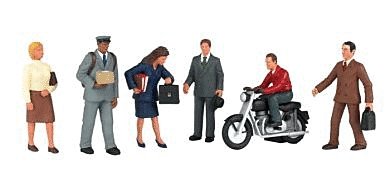 City People w/Motorcycle - SceneScapes(TM) -- pkg(7), O, Bachmann Industries 33151