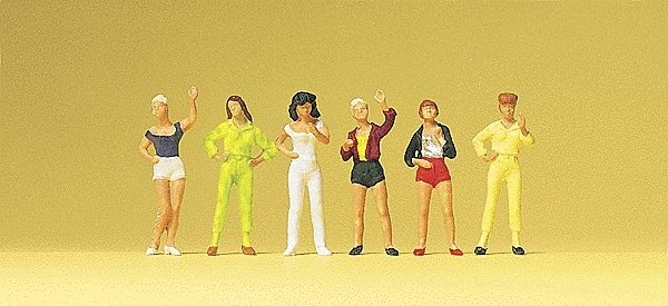 Pedestrians -- Young Ladies pkg(6), HO, Preiser Kg 14066