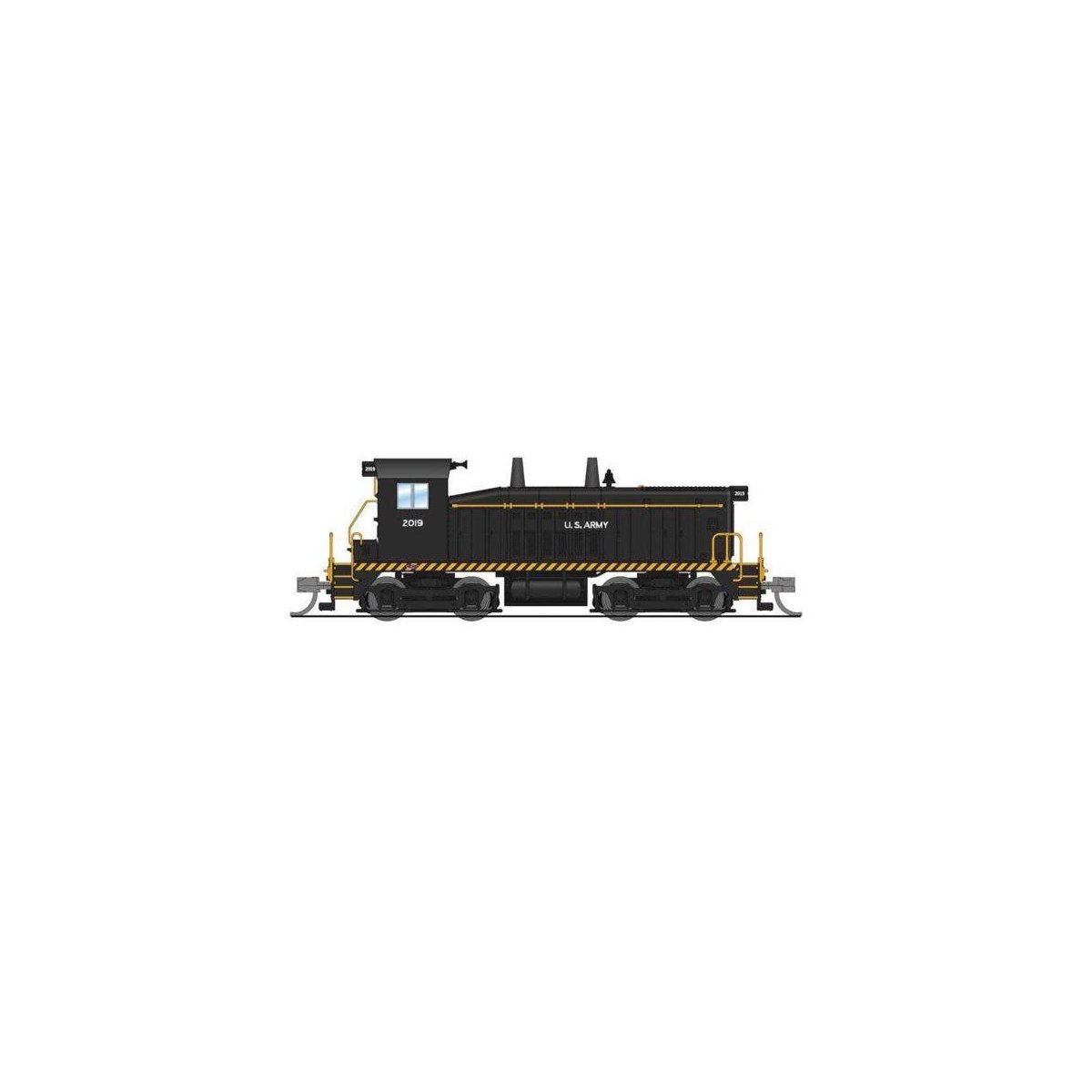 EMD SW7 - Sound and DCC - Paragon4(TM) -- US Army 2034 (black, yellow), N, Broadway Limited Imports 7527