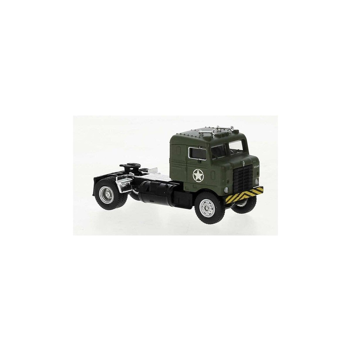 1950 Kenworth Bullnose Tractor Only - Assembled -- U.S. Army (olive, yellow, white), HO, Brekina Automodelle 85954