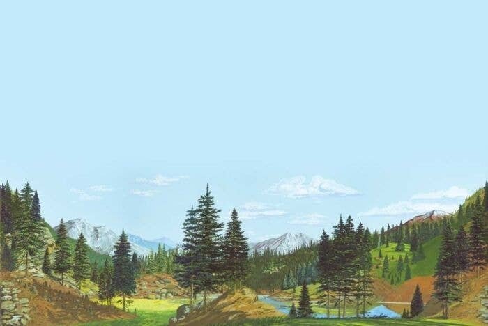 Background Scene 24 x 36′ 60 x 90cm - Instant Horizons(TM) -- Tall Timber, HO, Walthers SceneMaster 702