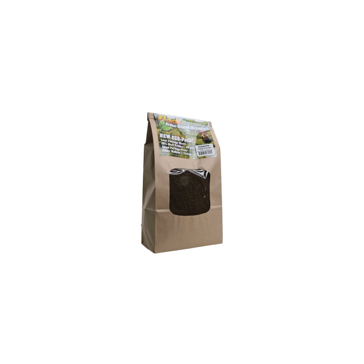 Flock & Turf Ground Cover ECO Pack Bag - 48oz 1.4L -- Fine - Soil Brown, All Scales, Scenic Express 845E
