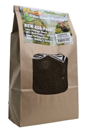 Flock & Turf Ground Cover ECO Pack Bag - 48oz 1.4L -- Fine - Soil Brown, All Scales, Scenic Express 845E