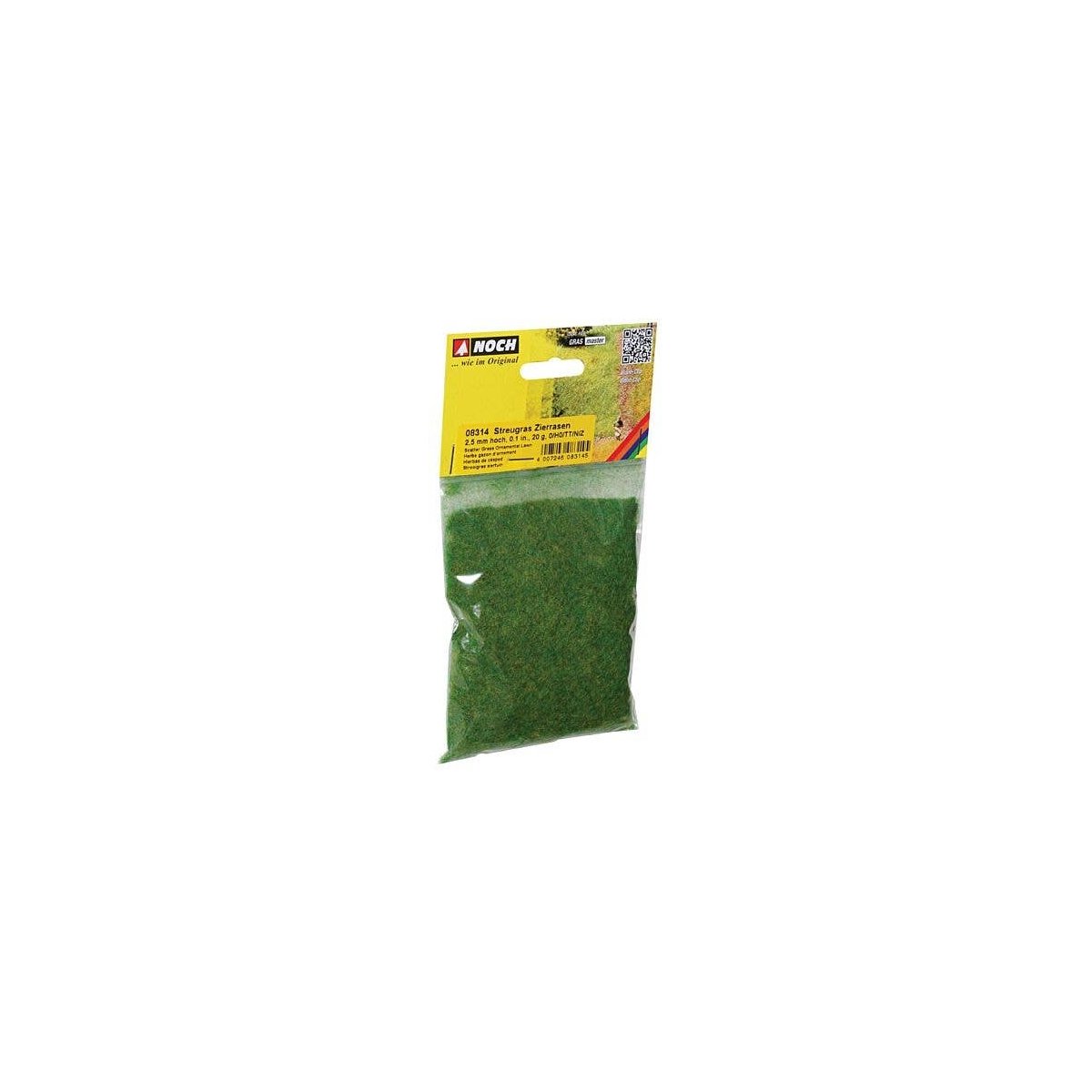 Static Grass - .7oz 20g -- Ornamental Lawn, Medium Fibers 3/32′ .25cm Long, All Scales, Noch Gmbh & Co 8314