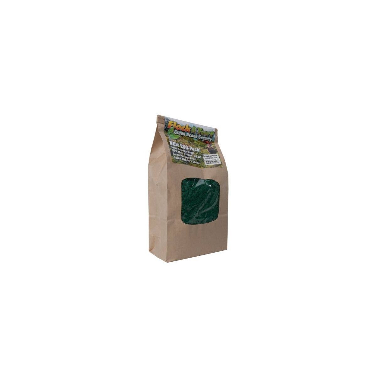 Flock & Turf Ground Cover ECO Pack Bag - 48oz 1.4L -- Coarse - Spruce Green, All Scales, Scenic Express 804E