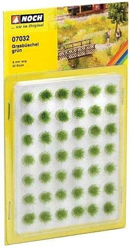 Grass Tufts Mini Set -- Green 1/4′ 6mm pkg(42), All Scales, Noch Gmbh & Co 7032