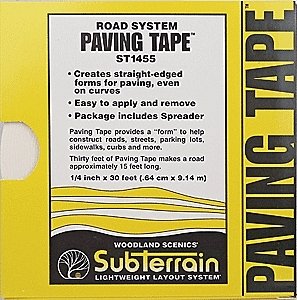 Paving Tape(TM) - SubTerrain System Road System -- 1/4` x 30` .62cm x 9m, All Scales, Woodland Scenics 1455