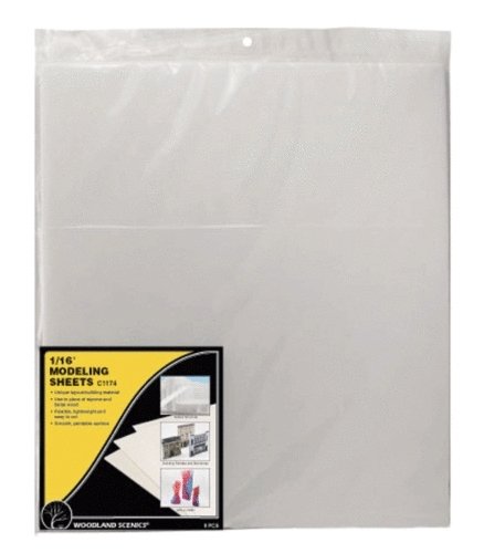 Modeling Sheets - 16 x 18` 40.6 x 45.7cm -- 1/16` .16cm Thick pkg(8), All Scales, Woodland Scenics 1174