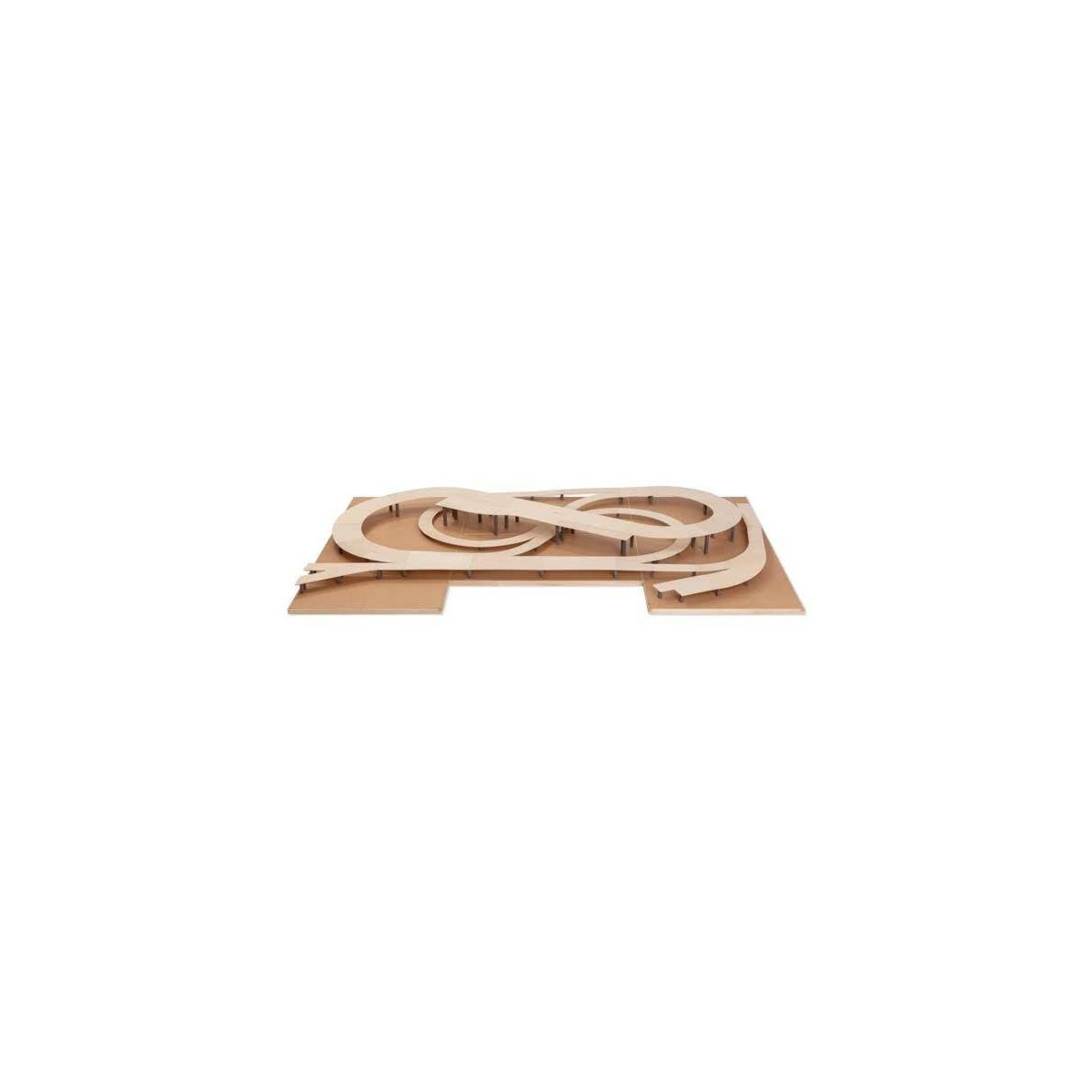 Martinstadt Layout Kit for European Sectional Track -- Wood Subroadbed w/Risers Only 95-11/16 x 5, HO, Noch Gmbh & Co 53610