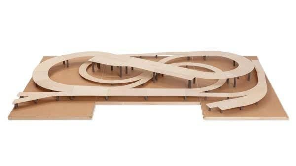 Martinstadt Layout Kit for European Sectional Track -- Wood Subroadbed w/Risers Only 95-11/16 x 5, HO, Noch Gmbh & Co 53610
