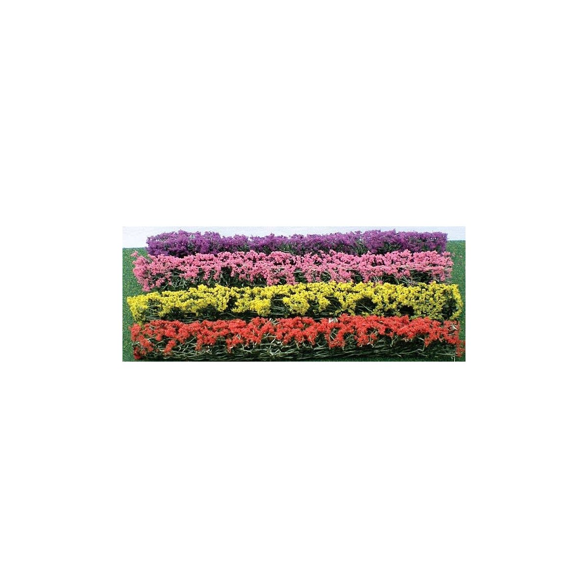 Flower Hedges - 5 x 3/8 x 5/8′ 12.7 x 1 x 1.6cm pkg(8) -- Red, Pink, Yellow & Purple, HO, JTT Miniature Tree 95509