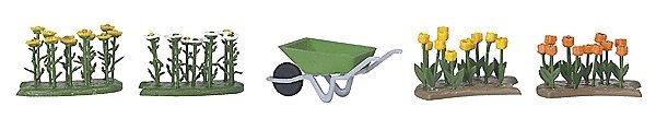 Tulips & Oxeye Daisies w/Wheelbarrow - Kit, HO, Busch Gmbh & Co Kg 1231