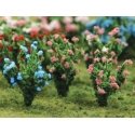Flowering Bushes -- Pink, Blue 1′ Tall pkg(8), HO, Bachmann Industries 32512