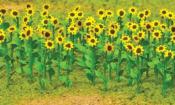 Sunflowers - Assembled -- 1′ 2.5cm Tall pkg(16), HO, JTT Miniature Tree 95523