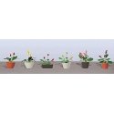 Assorted Potted Flower Plants -- Set 3 pkg(6), HO, JTT Miniature Tree 95569