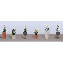 Assorted Potted Flower Plants -- Set 4 pkg(6), HO, JTT Miniature Tree 95571