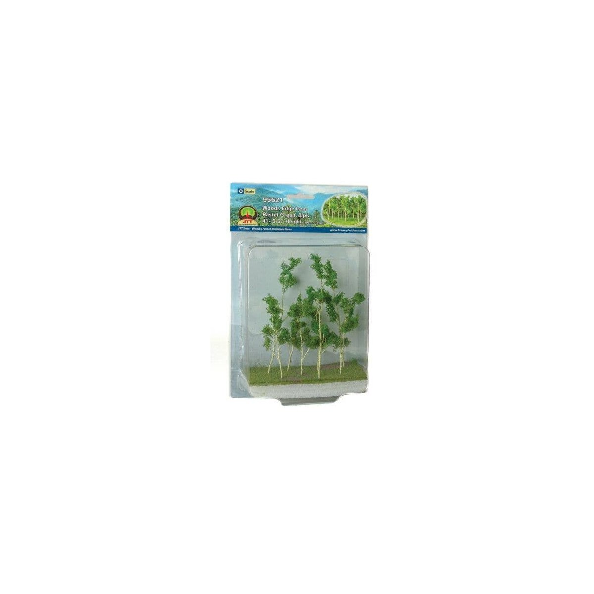 Woods Edge Trees -- Pastel Green 4 to 5-1/2′ pkg(8), All Scales, JTT Miniature Tree 95621