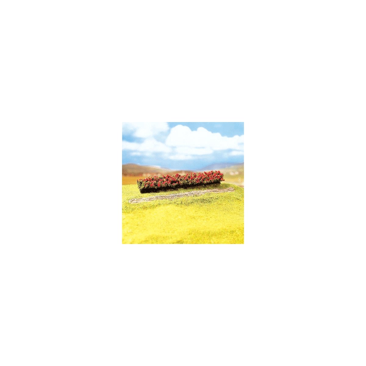Premium Hedges pkg(3) -- Blooming - Red 6-3/8 x 1 x 3/4′ 16 x 2.5 x 2cm, HO, Faller Gmbh 181352