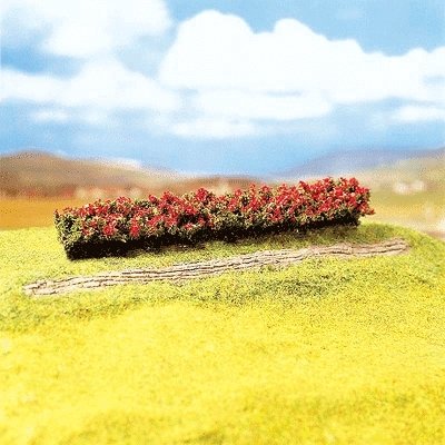 Premium Hedges pkg(3) -- Blooming - Red 6-3/8 x 1 x 3/4′ 16 x 2.5 x 2cm, HO, Faller Gmbh 181352
