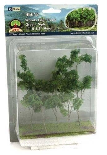 Woods Edge Trees -- Green - 4 to 5-1/2′ 10.2 to 14cm pkg(5), All Scales, JTT Miniature Tree 95618