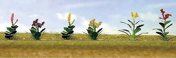 Assorted Flower Plants -- Set 4 pkg(10), O, JTT Miniature Tree 95564