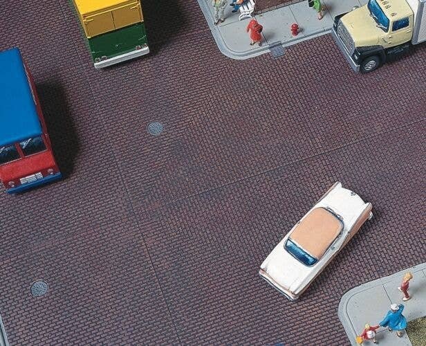 Brick Street System -- Straight Sections pkg(10) with Accessories, HO, Walthers Cornerstone 3156