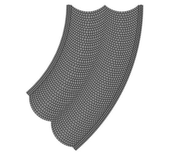 Weathered Cobblestone Street 45 Degree Curve -- 11-13/16` 30 cm Radius, 14-15/16 x 14-15/16` 38 x, HO, Vollmer Gmbh 48247