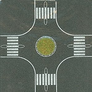 Streets/Roadway 4-Way Roundabout -- 6-3/8 x 6-3/8′ 16 x 16cm, N, Busch Gmbh & Co Kg 1102