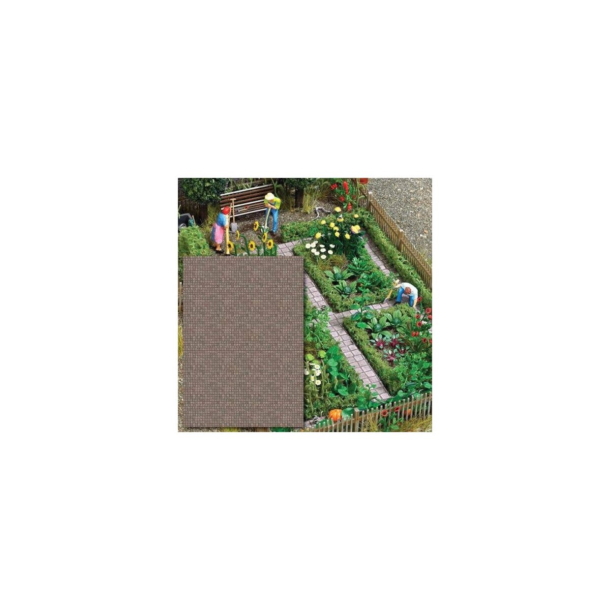 Stone Pavement Sheet (Printed, Embossed Cardstock) -- Gray - 8-1/4 x 5-13/16 x .025′ 21 x 14., HO, Busch Gmbh & Co Kg 7427