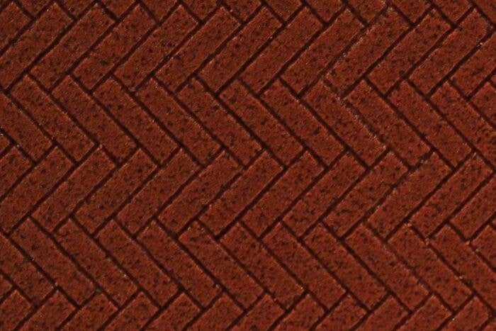 Flexible Herringbone Dark Red Brick Sheet -- Large for HO, S & O Scales 1/8′ Brick, All Scales, Chooch Enterprises 8665