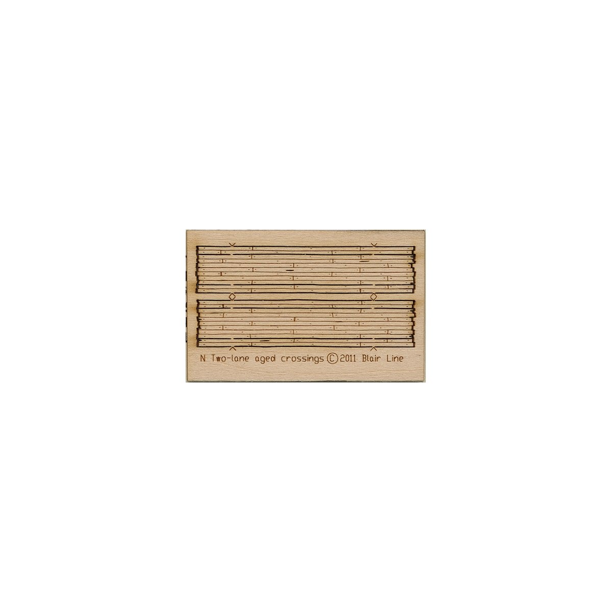Wood Grade Crossing - Kit -- Laser-Cut Wood Kit - Rough-Cut Two Lane pkg(2) 1-13/16′ Long, N, Blair Line 20