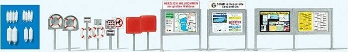 Waterfront Details & Signs -- Life Rings, Fenders, Signboards, Etc., HO, Preiser Kg 17317