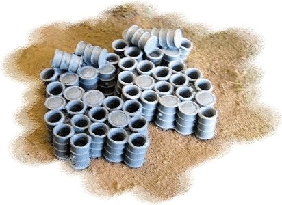 Open 55-Gallon Drum Stacks -- Unpainted, HO, Bar Mills LLC 2001