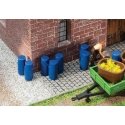 Plastic Barrels - Drums -- Blue pkg(9), HO, Faller Gmbh 180970