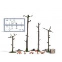 Foxes - Action Set -- 5 Foxes, Wood Pile, 4 Barren Trees, 3 Stumps, HO, Busch Gmbh & Co Kg 7988
