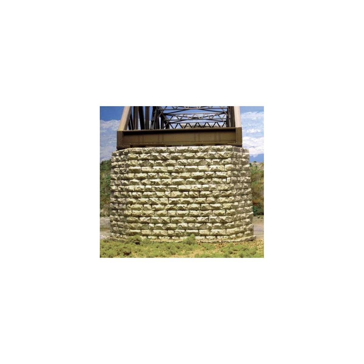Double-Track Cut Stone Bridge Pier -- Fits Central Valley Double-Track Truss Bridge, HO, Chooch Enterprises 8432